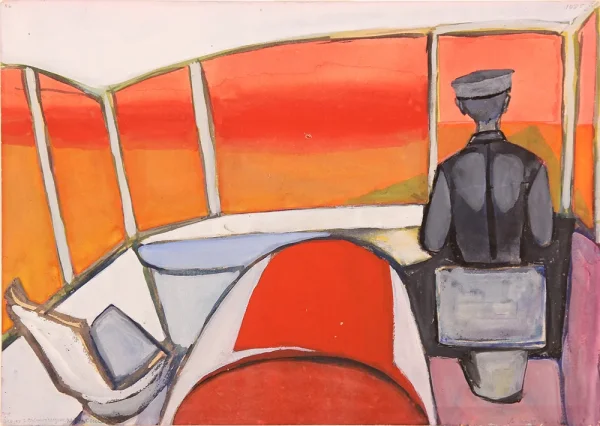 Andrzej Wróblewski - Szofer z czerwonym pejzażem (1957)