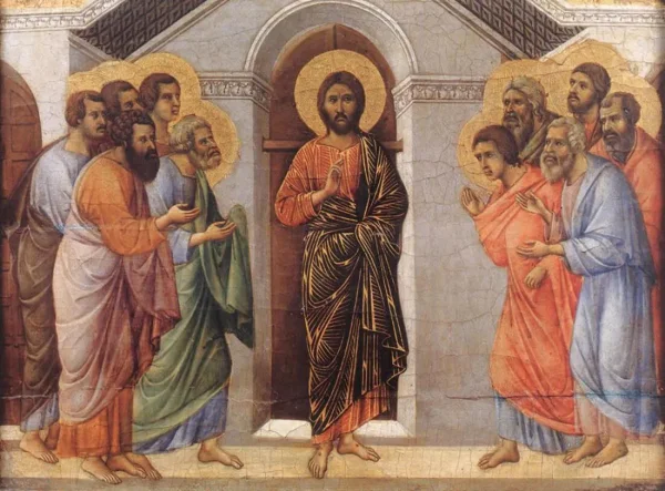 Duccio di Buoninsegna - Christ Appears to the Apostles Behind Closed Doors (1308-131)