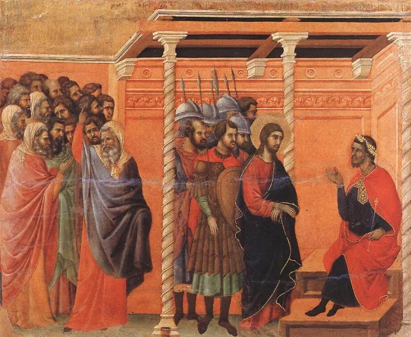 Duccio di Buoninsegna - Christ before Pilate (1308-1311)