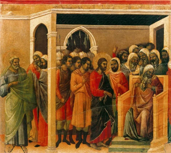 Duccio di Buoninsegna - Christ before Caiaphas-Maestà (1308-11)